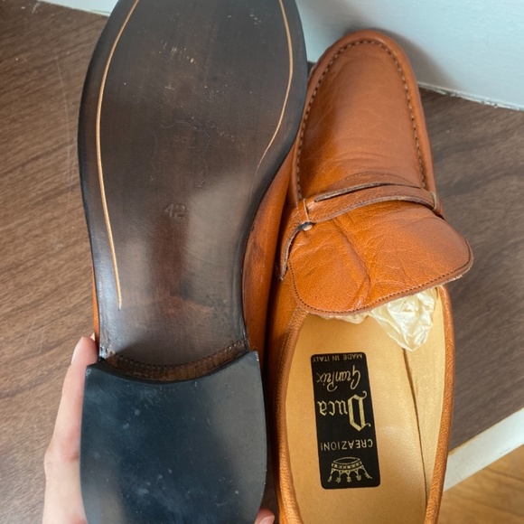Duca Italian Men's Designer Shoes Brown Leather Loafers - 8.5 - Picture 8 of 8